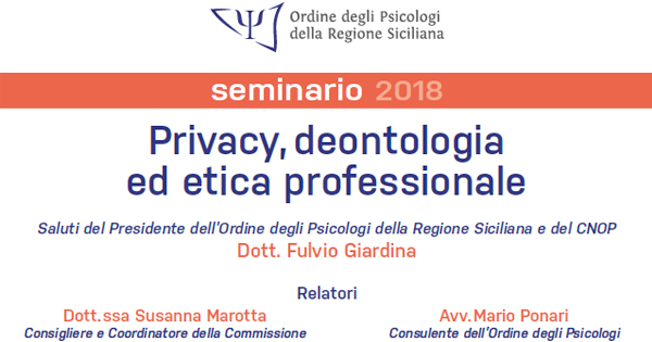 Privacy, deontologia ed etica professionale